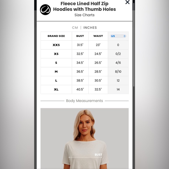 Fleece Lined Half Zip Hoodies with Thumb Holes - Picture 5 of 7